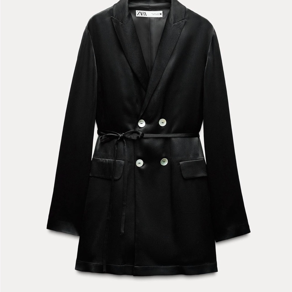 Zara Collection Women's Flowy Black Satin Blazer | NWT | Size XS
